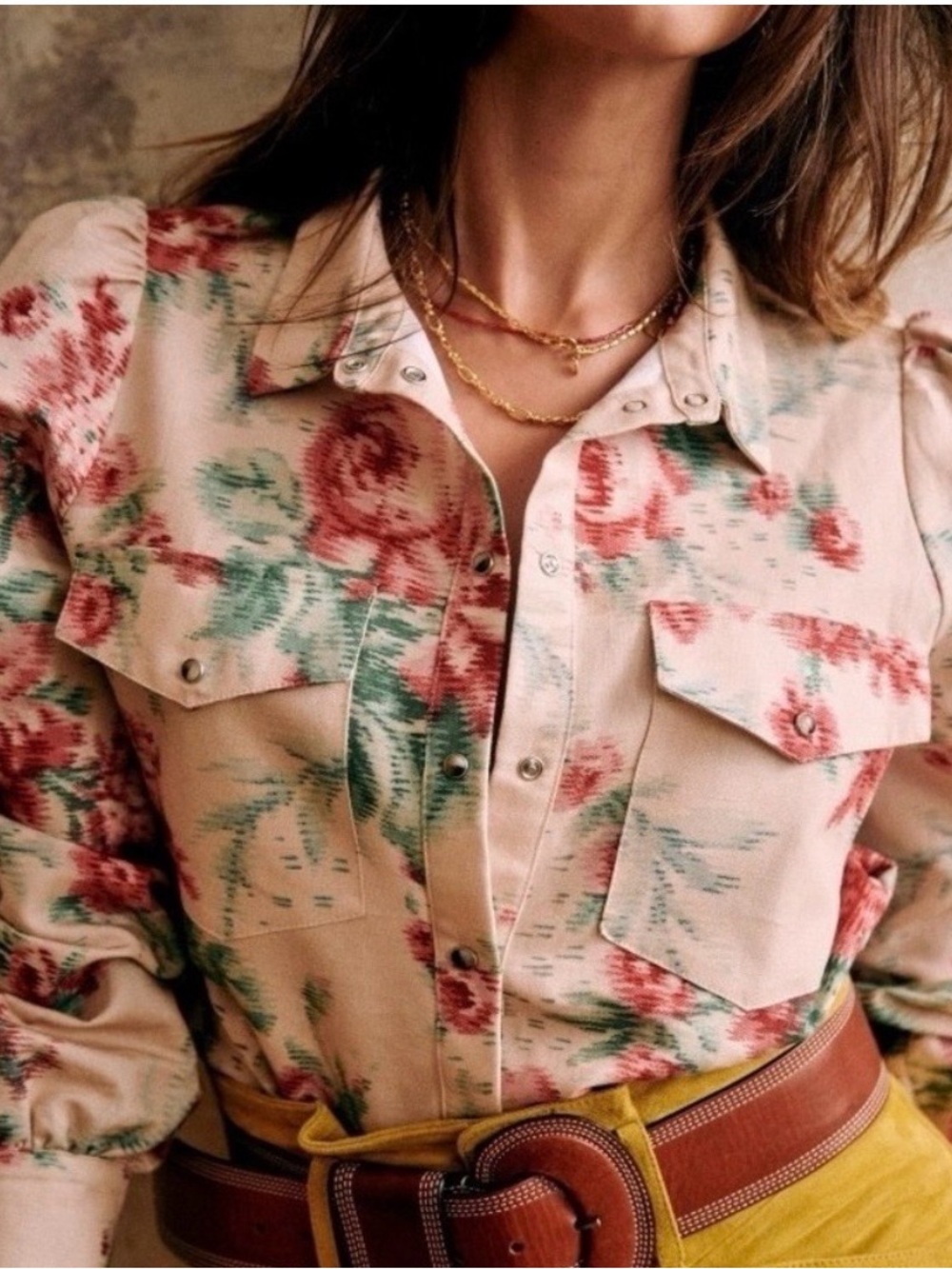Sézane Floral Print Button-Front Women’s Shirt